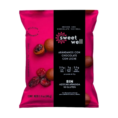 SWEET WELL CHOCOLATE CHOCOLA ARANDANOS LECHE 40g