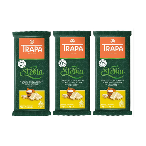 TRAPA CHOCOLATE BLANCO STEVIA BAR 75g