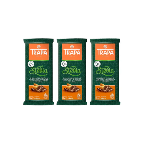 TRAPA CHOCOLATE SIN AZUCAR AGREGADO STEVIA MILK ALMOND 75g