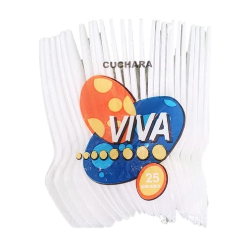 VIVA CUCHARA DESECHABLE BLANCA 25 UNDS. 40 UNIDAD