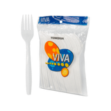 VIVA TENEDOR DESECHABLE BLANCO 25 UNIDAD