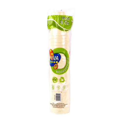 VIVA VASO DUROPORT BIODEGRADABLE 25 UNDS 8 OZ