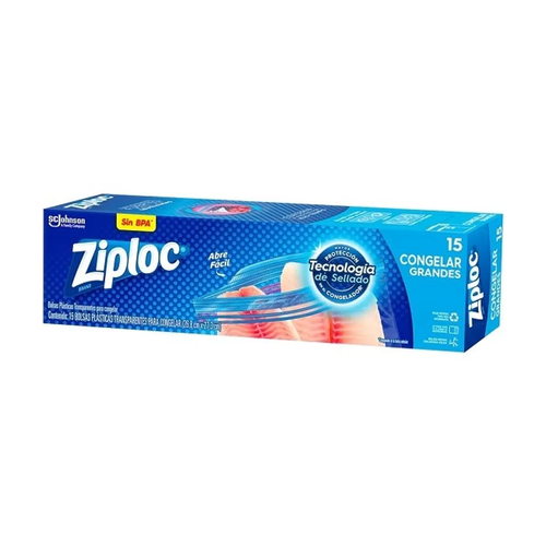 ZIPLOC BOLSAS PARA CONGELA GRANDES 15 UNDS 15 UNIDAD