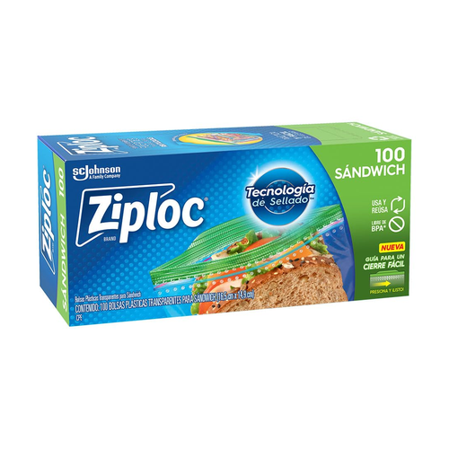 ZIPLOC BOLSAS PARA SANDWICH 100 UNDS 100 UNIDAD